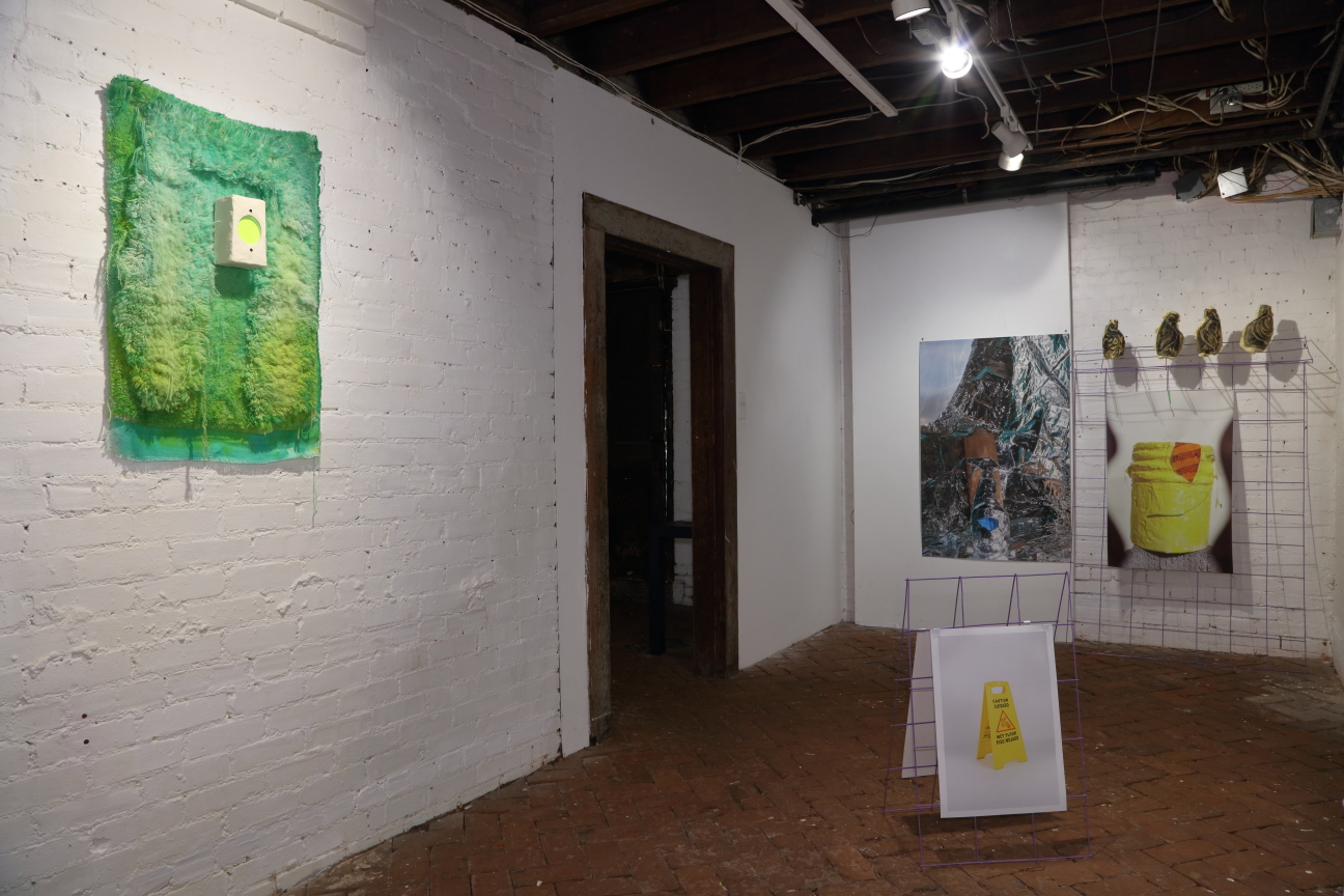 Installation view of "I'm Never Coming Home (INCH)," a Comma collaboration in whitespace at whitespace gallery.