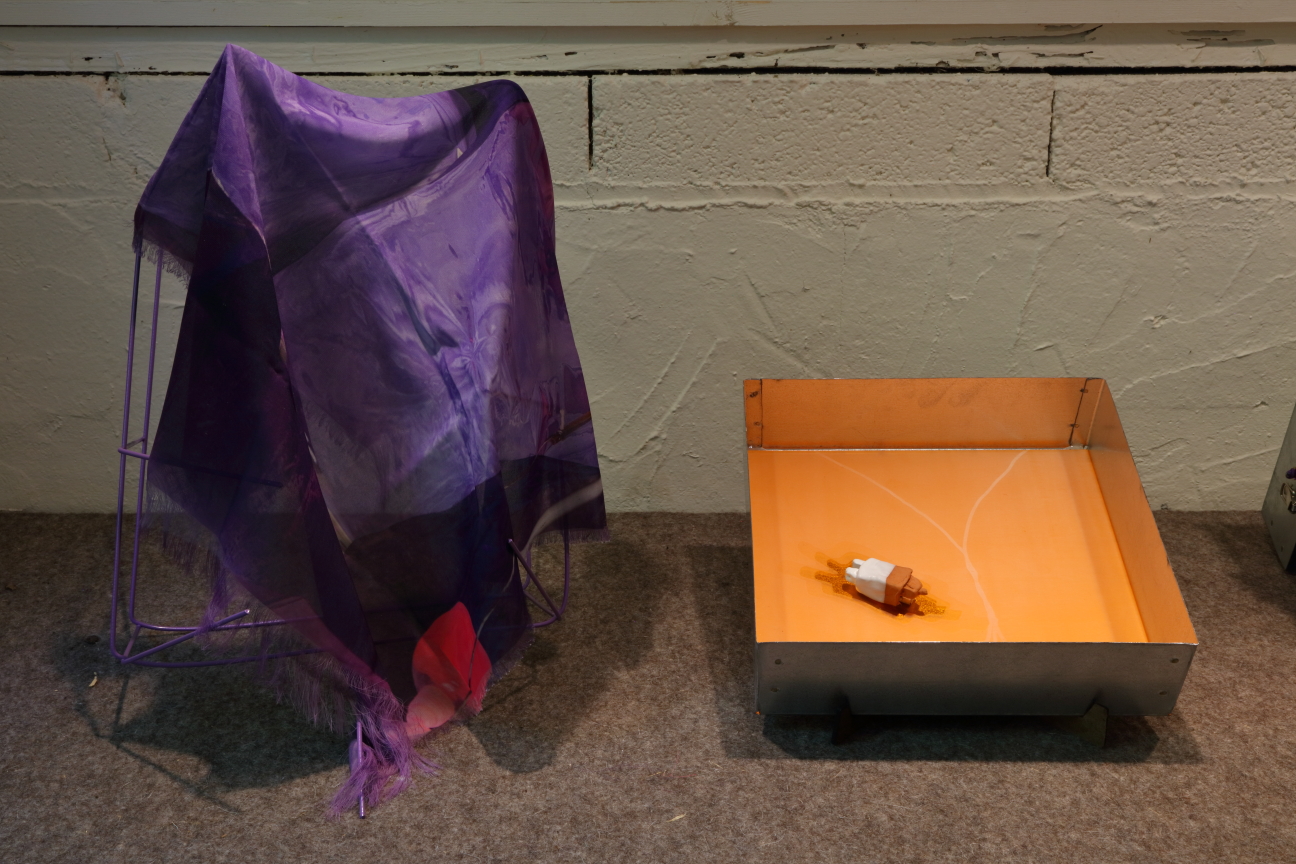 Installation view of "INCH: CommaBox Vol. 3," curated by Comma in shedspace at whitespace gallery. Featuring works by Barbara Weissberger and Eleanor Aldrich. 
